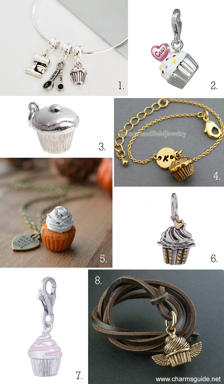 Cupcake charm jewelry curated by CharmsGuide.net