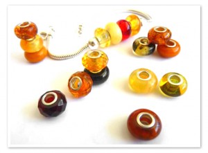 Pandora style amber beads