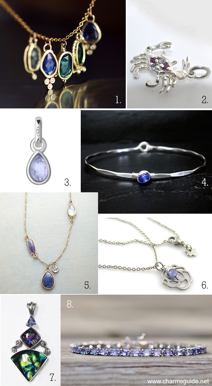 Tanzanite jewelry curated by CharmsGuide.net