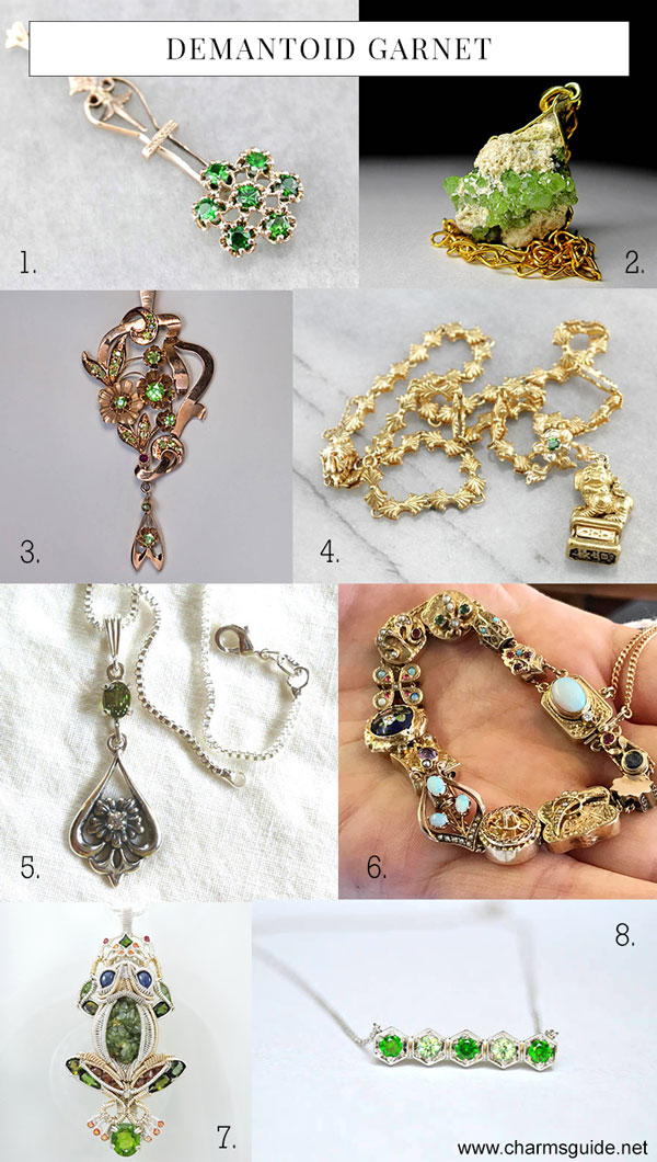 Demantoid garnet jewelry curated by CharmsGuide.net